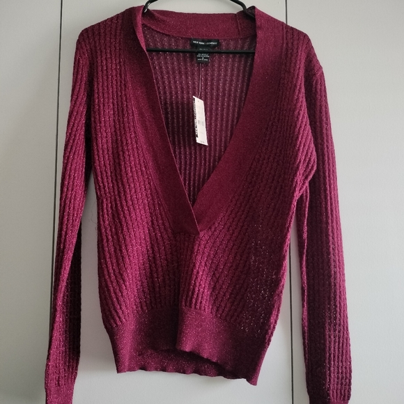 New York & Company Tops - New York and Company Red shimmer Top